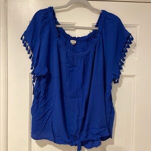 Westport Royal Blue Tassel Sleeve Peasant Top – Women’s 3X